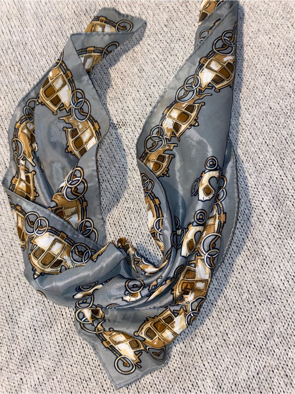 Beautiful Slate Gray/Gold/ Satin Shiny Scarf